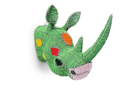 Mini Colourful Beaded Rhino Head